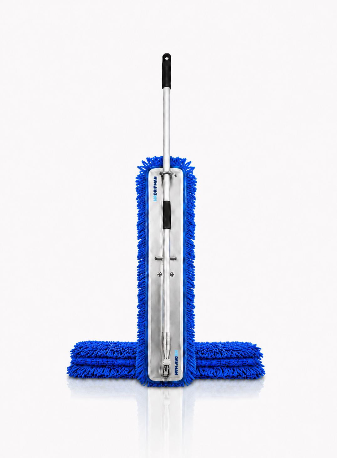 Mr. Dripman foldable mop with dry pad stored vertically for compact facility storage