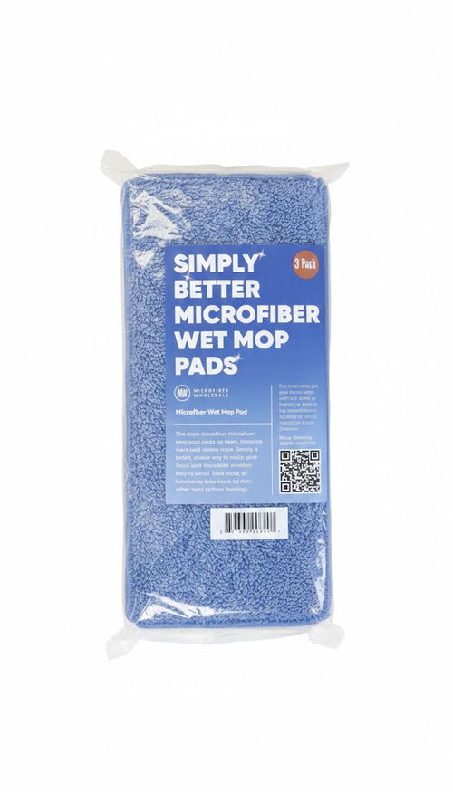 Pack of Simply Better Microfiber Wet Mop Pads on a white background. For use with Mr. Dripman 36'' wet mop.