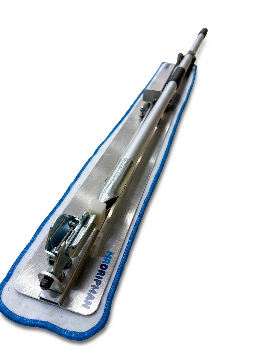Mr. Dripman foldable indoor court mop in compact storage position